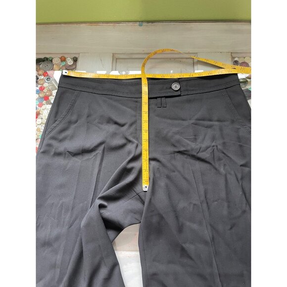 Apanage Trouser Pants Straight Leg Black Fleece Wool Blend Flat Front Size 16 - Picture 5 of 9